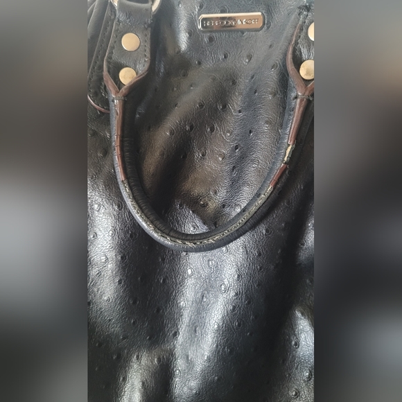 GUC Rebecca Minkoff Romeo Leather  Satchel Ostrich Style Black - Picture 7 of 16